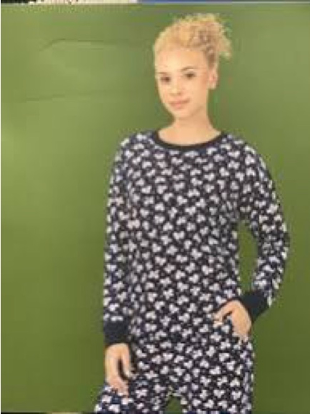 Women Navy Blue Bow Pajama Set